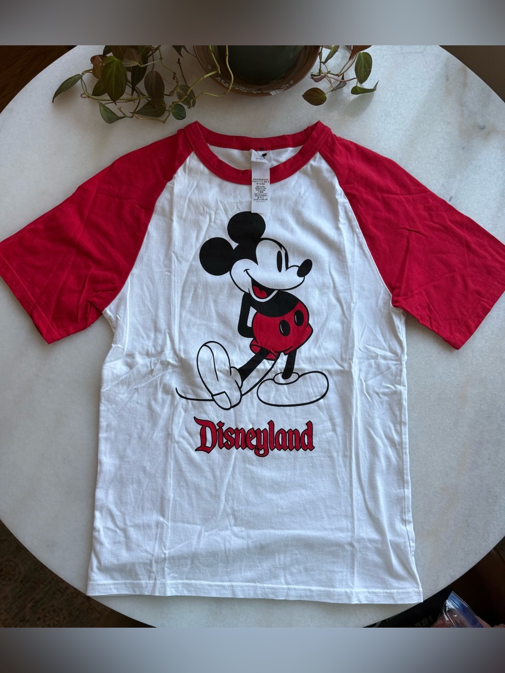 Disney White & Red Mickey Mouse Disneyland Raglan Tee